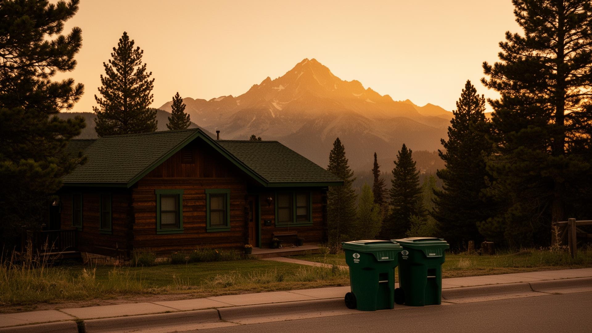Mountain cabin short-term rental in Colorado Springs at golden hour